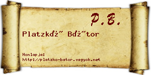 Platzkó Bátor névjegykártya